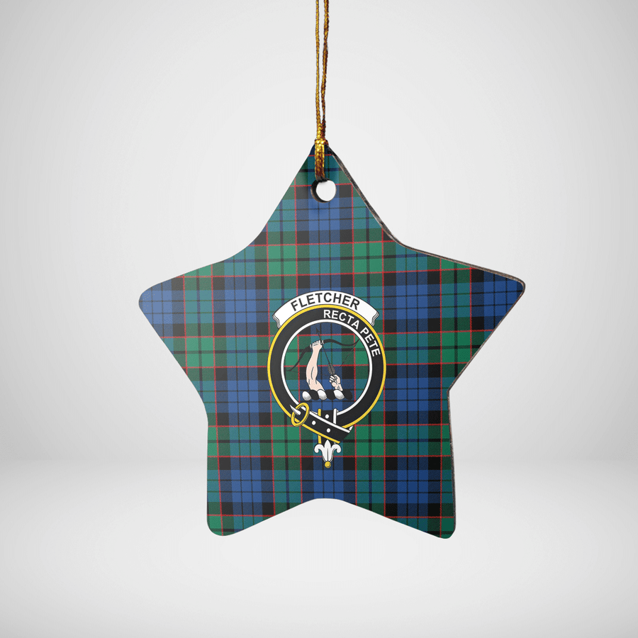 Clan Fletcher Ancient Tartan Crest Star Ceramic Ornament MW56 Fletcher Ancient Tartan Tartan Christmas