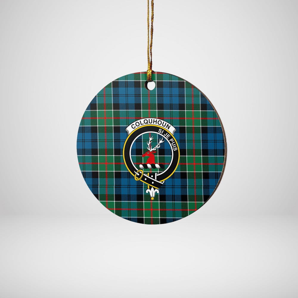 Clan Colquhoun Ancient Tartan Crest Round Ceramic Ornament QD89 Colquhoun Ancient Tartan Tartan Christmas