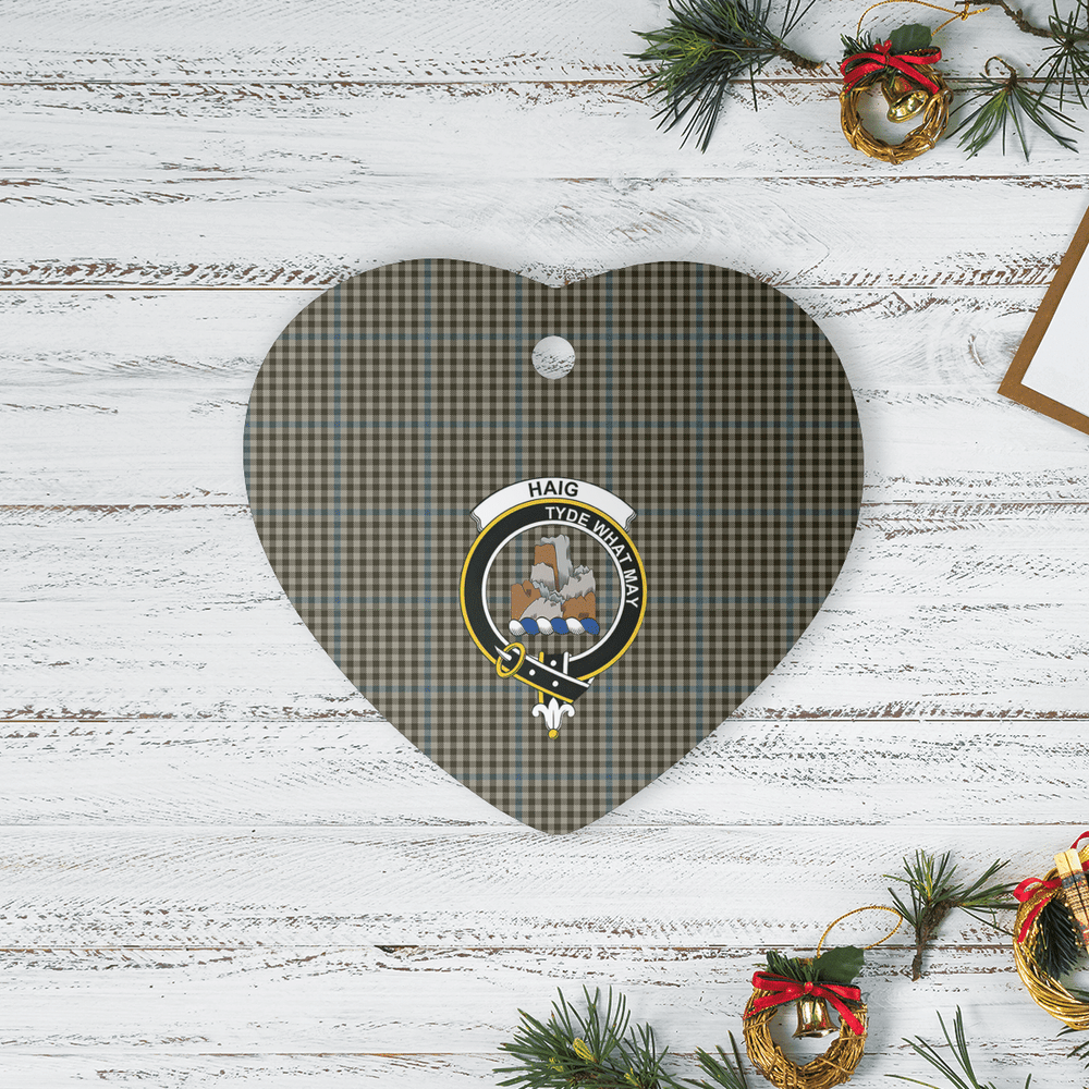 Clan Haig Check Tartan Crest Heart Ceramic Ornament BO37 Haig Check Tartan Tartan Christmas