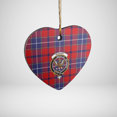 Clan Wishart Dress Tartan Crest Heart Ceramic Ornament IP64 Wishart Dress Tartan Tartan Christmas