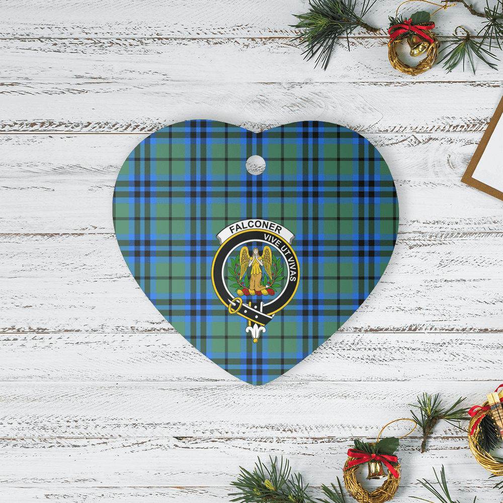 Clan Falconer Tartan Crest Heart Ceramic Ornament UK27 Falconer Tartan Tartan Christmas