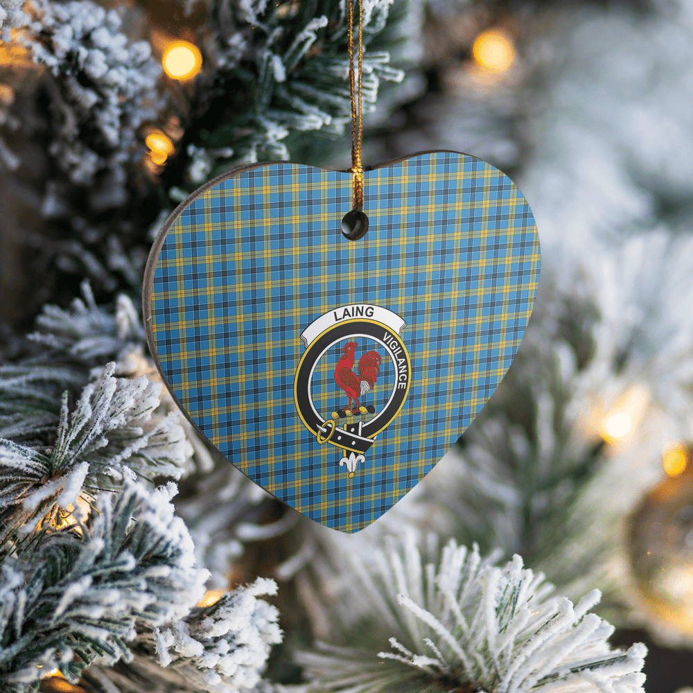 Clan Laing Tartan Crest Heart Ceramic Ornament VV30 Laing Tartan Tartan Christmas