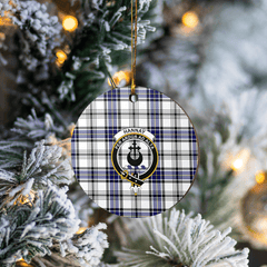 Clan Hannay Tartan Crest Round Ceramic Ornament YW87 Hannay Tartan Tartan Christmas