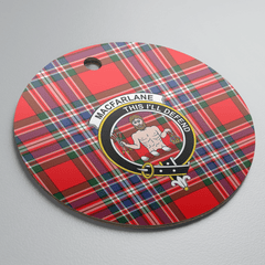 Clan MacFarlane Modern Tartan Crest Round Ceramic Ornament LL42 MacFarlane Modern Tartan Tartan Christmas