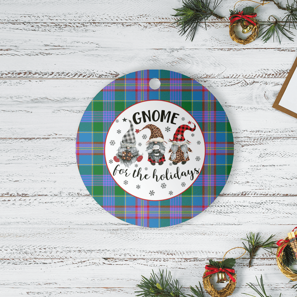 Clan Ralston Tartan Tartan Crest Gnome Round Ceramic Ornament VV82 Ralston Tartan Tartan Christmas