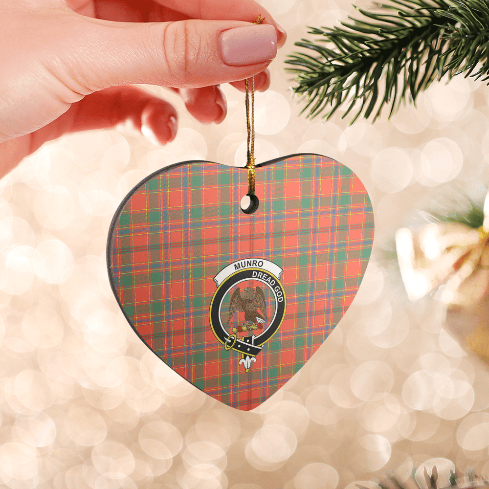 Clan Munro Ancient Tartan Crest Heart Ceramic Ornament KN39 Munro Ancient Tartan Tartan Christmas