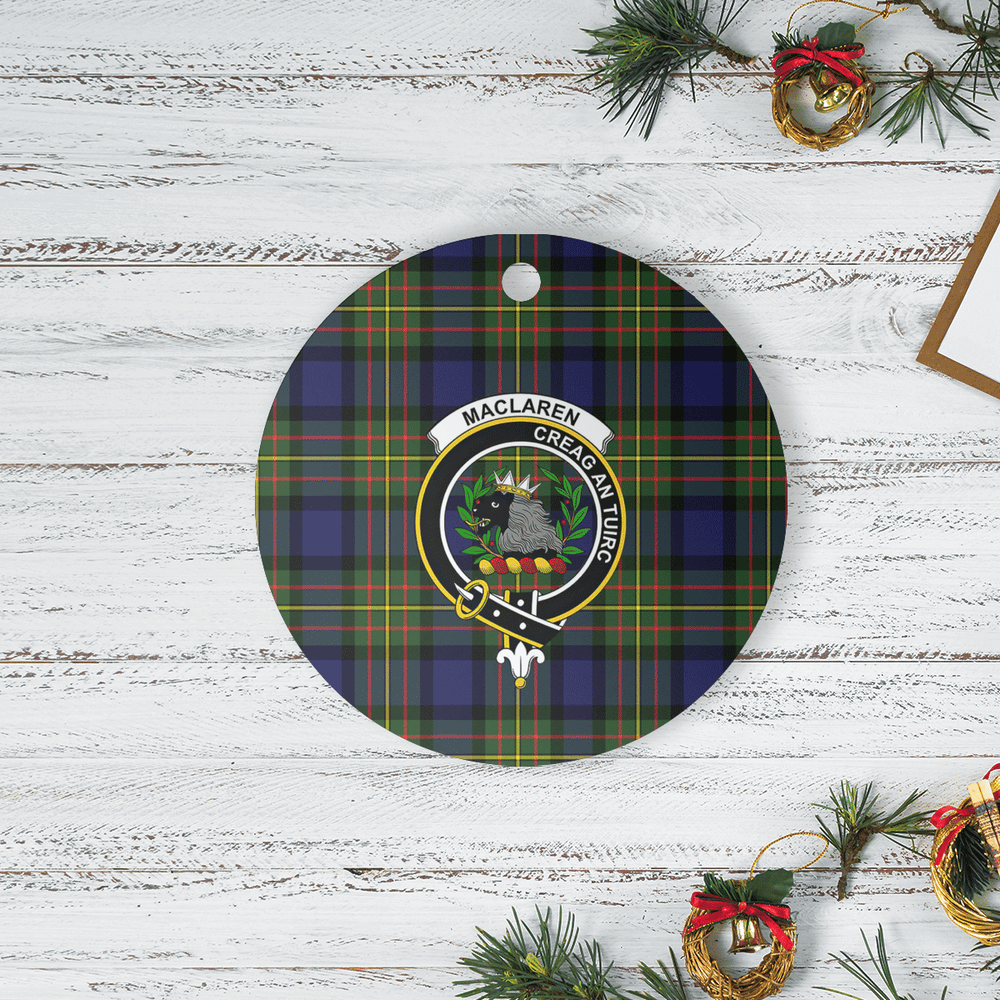 Clan MacLaren Modern Tartan Crest Round Ceramic Ornament IT22 MacLaren Modern Tartan Tartan Christmas