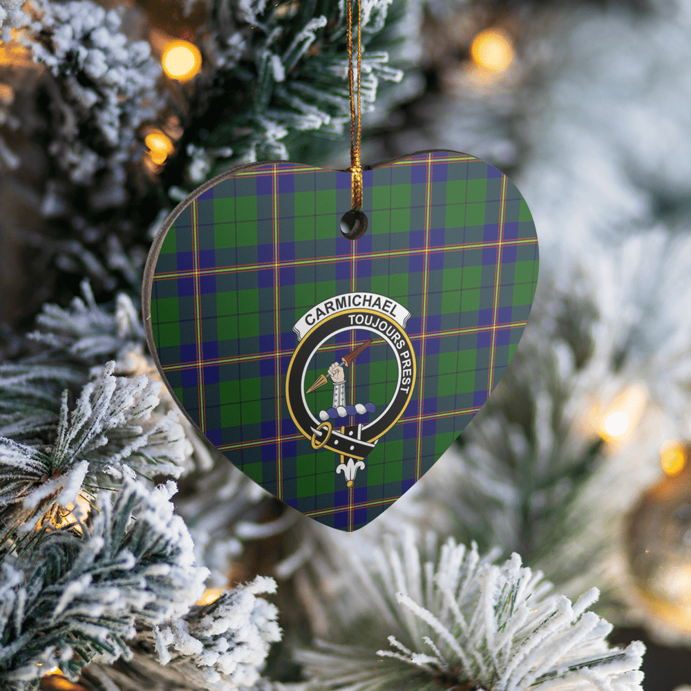Clan Carmichael Modern Tartan Crest Heart Ceramic Ornament DQ62 Carmichael Modern Tartan Tartan Christmas