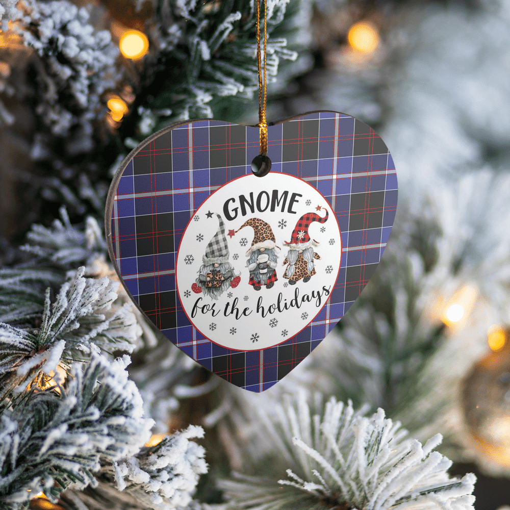 Clan Dunlop Modern Tartan Tartan Crest Gnome Heart Ceramic Ornament LV30 Dunlop Modern Tartan Tartan Christmas
