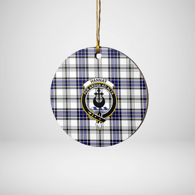 Clan Hannay Tartan Crest Round Ceramic Ornament YW87