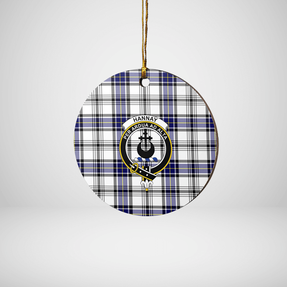Clan Hannay Tartan Crest Round Ceramic Ornament YW87 Hannay Tartan Tartan Christmas