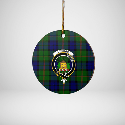 Clan Dundas Modern Tartan Crest Round Ceramic Ornament