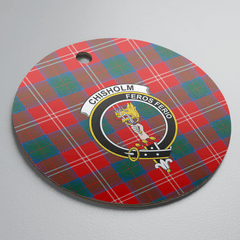 Clan Chisholm Ancient Tartan Crest Round Ceramic Ornament ZY60 Chisholm Ancient Tartan Tartan Christmas
