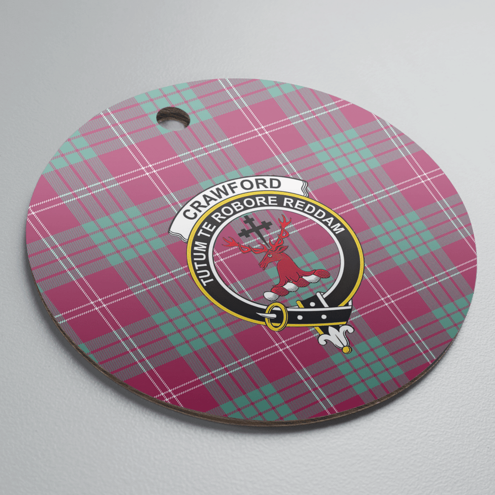 Clan Crawford Ancient Tartan Crest Round Ceramic Ornament DY21 Crawford Ancient Tartan Tartan Christmas