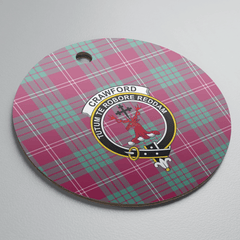 Clan Crawford Ancient Tartan Crest Round Ceramic Ornament DY21 Crawford Ancient Tartan Tartan Christmas