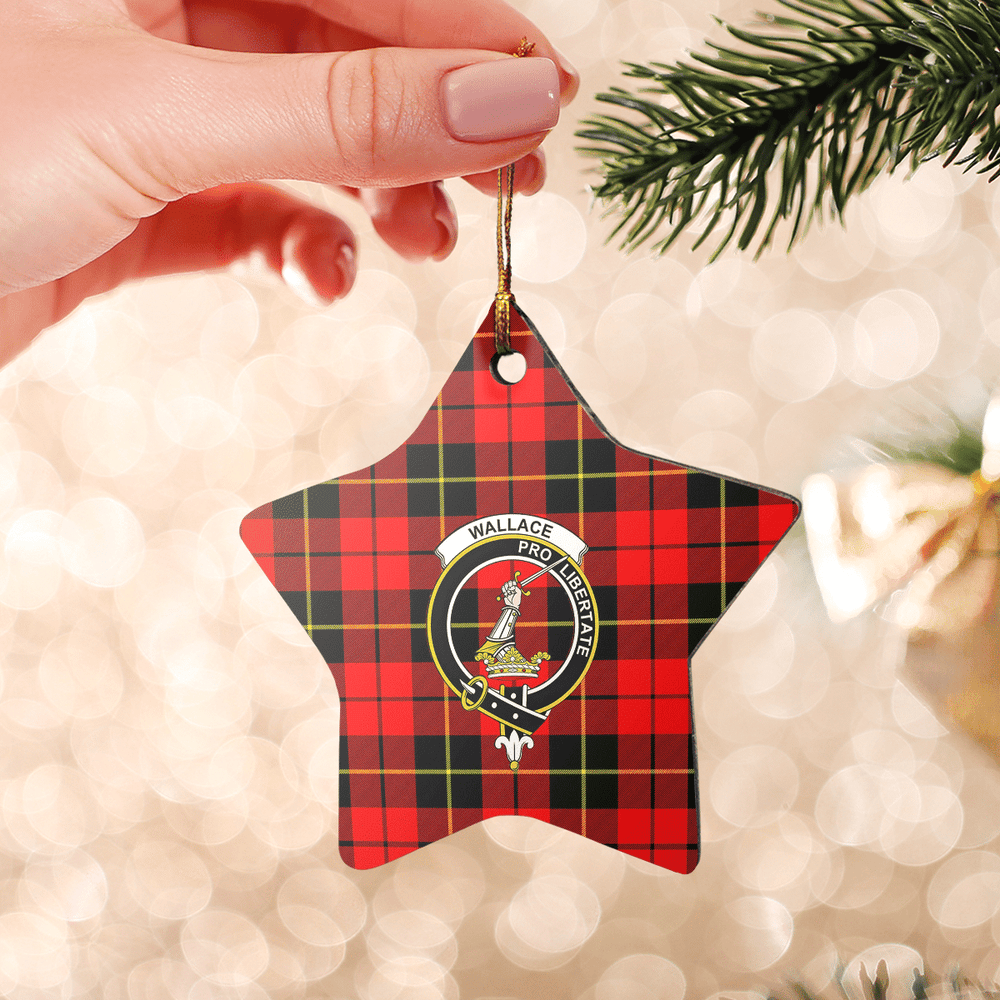 Clan Wallace Hunting Red Tartan Crest Star Ceramic Ornament ZJ34 Wallace Hunting Red Tartan Tartan Christmas