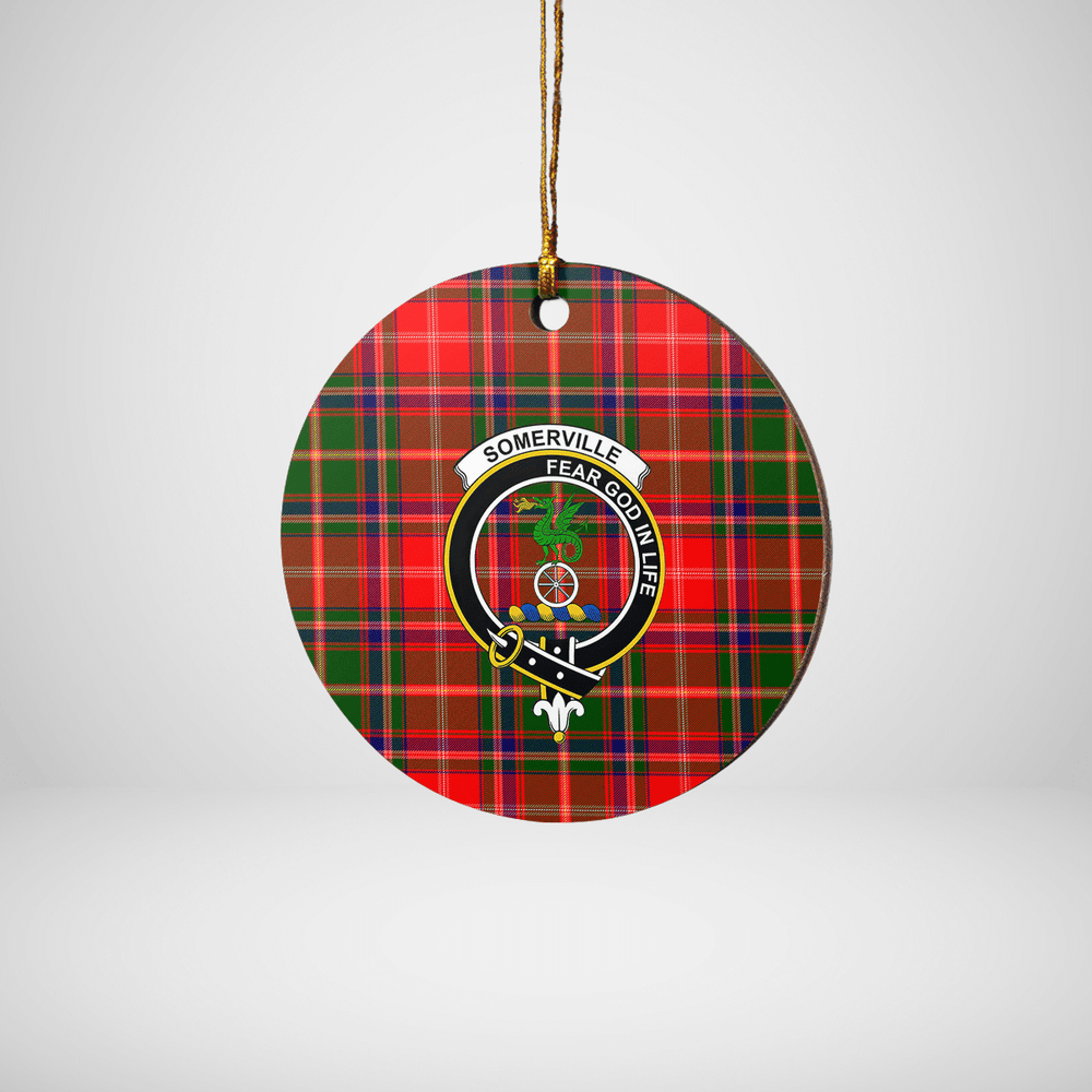 Clan Somerville Modern Tartan Crest Round Ceramic Ornament PQ97 Somerville Modern Tartan Tartan Christmas