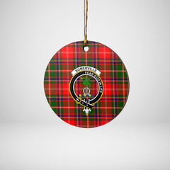 Clan Somerville Modern Tartan Crest Round Ceramic Ornament PQ97 Somerville Modern Tartan Tartan Christmas