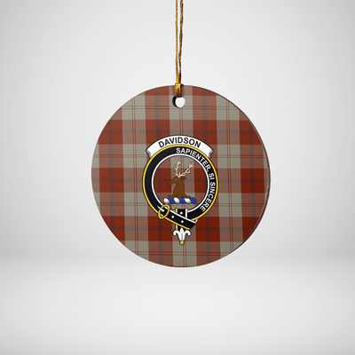 Clan Davidson Dress Dancers Tartan Crest Round Ceramic Ornament