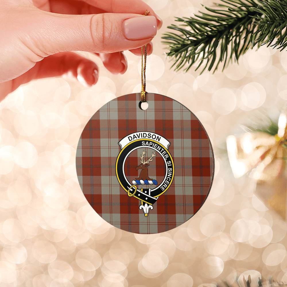 Clan Davidson Dress Dancers Tartan Crest Round Ceramic Ornament KN96 Davidson Dress Dancers Tartan Tartan Christmas