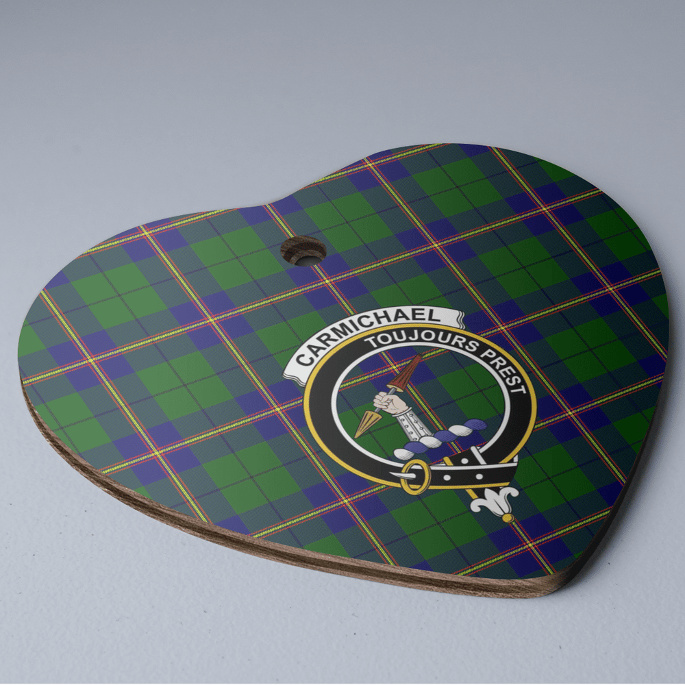 Clan Carmichael Modern Tartan Crest Heart Ceramic Ornament DQ62 Carmichael Modern Tartan Tartan Christmas
