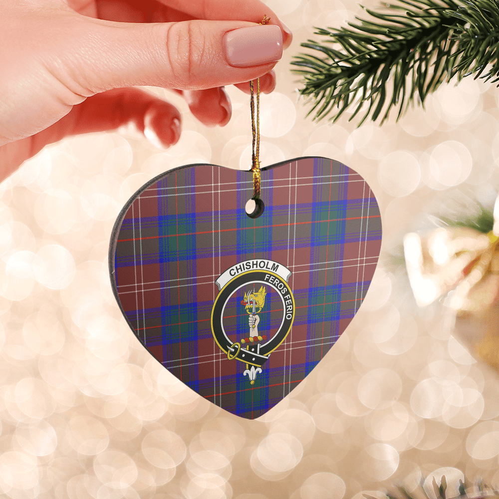 Clan Chisholm Hunting Modern Tartan Crest Heart Ceramic Ornament OG83 Chisholm Hunting Modern Tartan Tartan Christmas