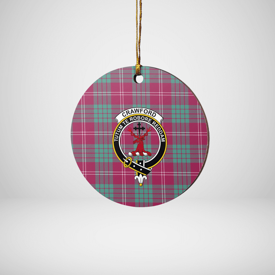 Clan Crawford Ancient Tartan Crest Round Ceramic Ornament DY21 Crawford Ancient Tartan Tartan Christmas