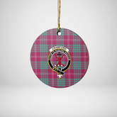 Clan Crawford Ancient Tartan Crest Round Ceramic Ornament DY21 Crawford Ancient Tartan Tartan Christmas