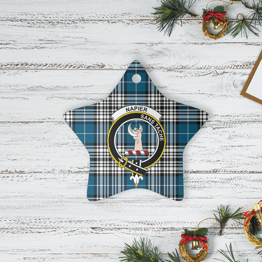 Clan Napier Modern Tartan Crest Star Ceramic Ornament GG59 Napier Modern Tartan Tartan Christmas