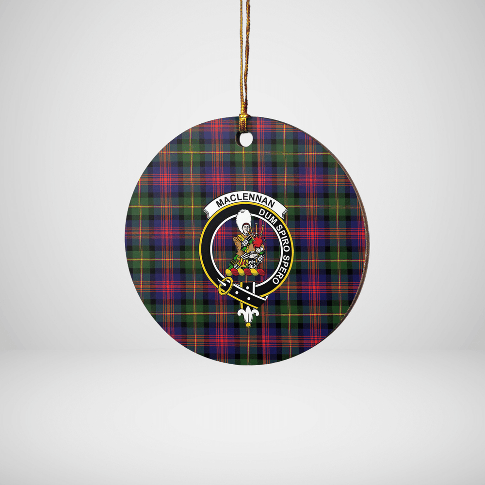 Clan MacLennan Tartan Crest Round Ceramic Ornament OJ74 MacLennan Tartan Tartan Christmas