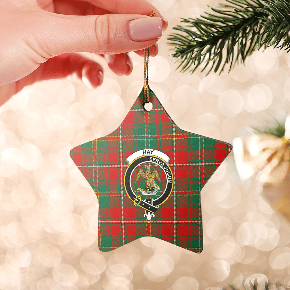Clan Hay Ancient Tartan Crest Star Ceramic Ornament ET72 Hay Ancient Tartan Tartan Christmas