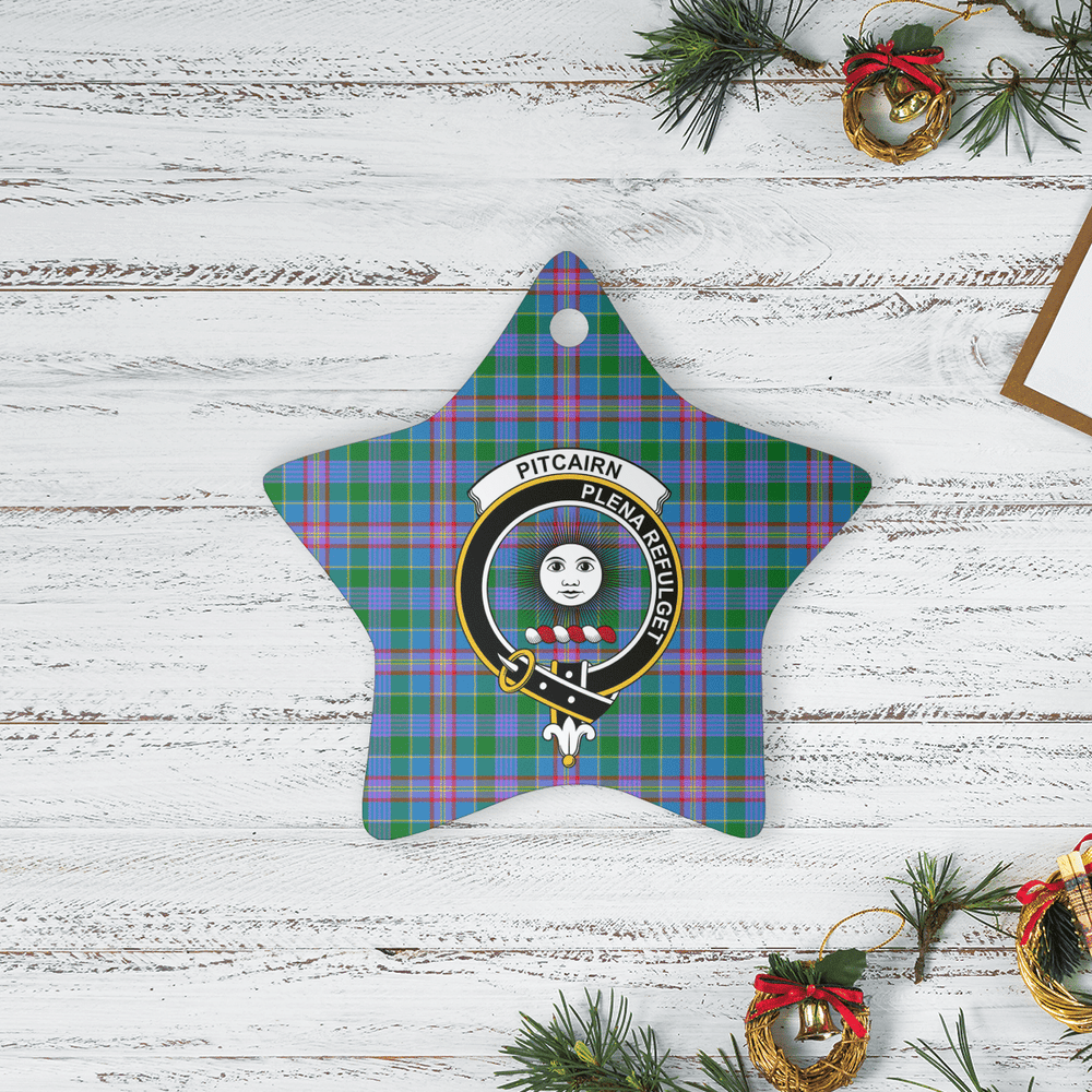 Clan Pitcairn Hunting Tartan Crest Star Ceramic Ornament OB88 Pitcairn Hunting Tartan Tartan Christmas