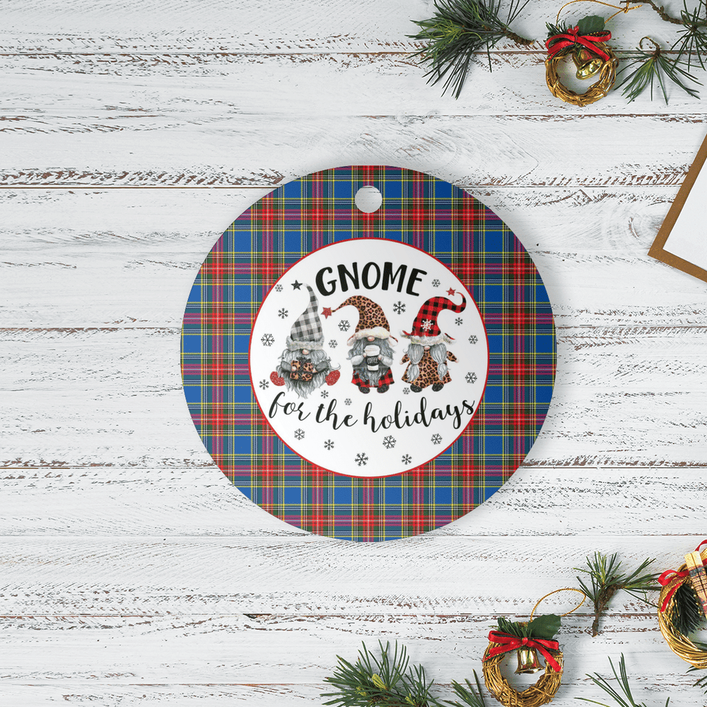 Clan MacBeth Modern Tartan Tartan Crest Gnome Round Ceramic Ornament PA91 MacBeth Modern Tartan Tartan Christmas