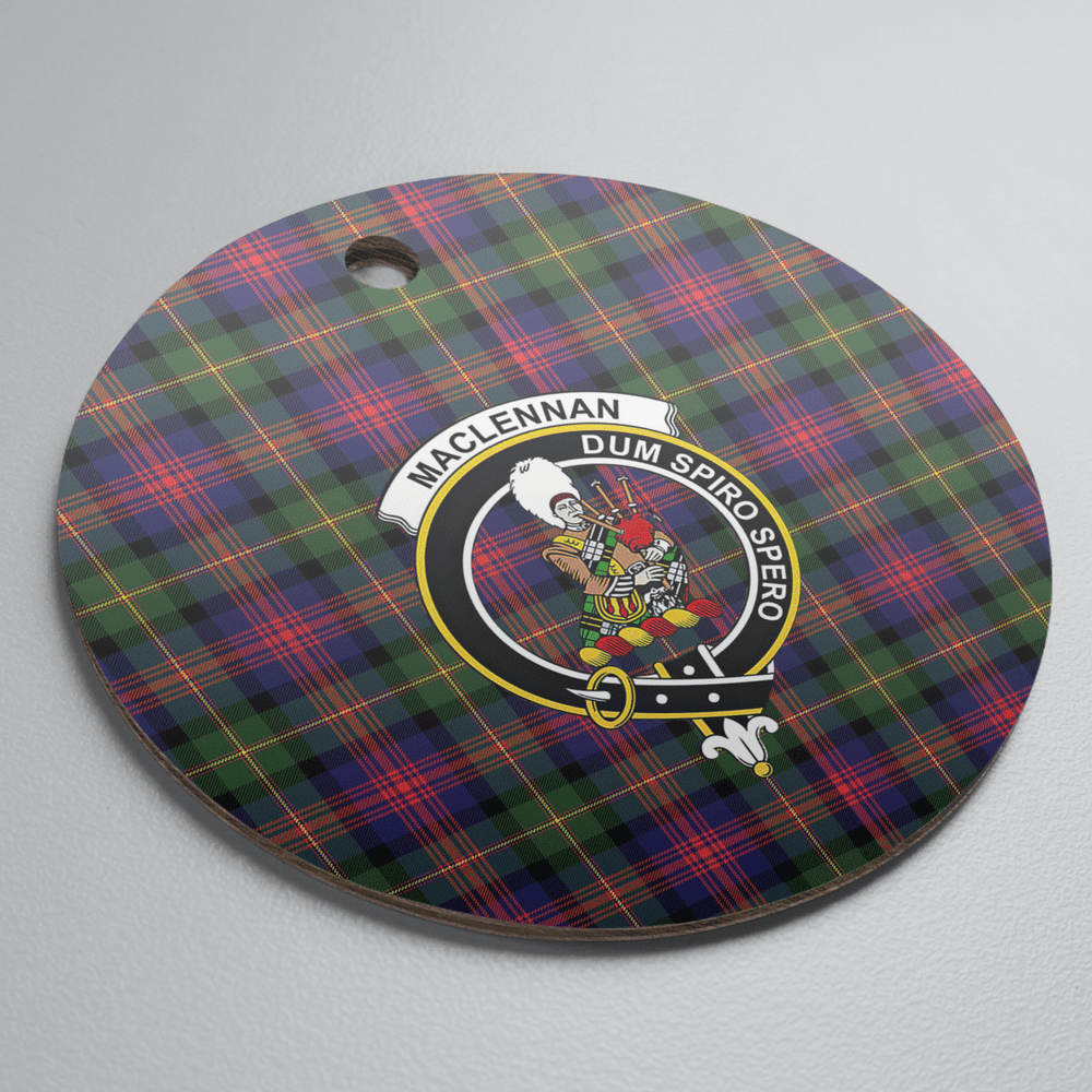 Clan MacLennan Tartan Crest Round Ceramic Ornament OJ74 MacLennan Tartan Tartan Christmas