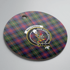 Clan MacLennan Tartan Crest Round Ceramic Ornament OJ74 MacLennan Tartan Tartan Christmas