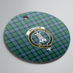 Clan Malcolm Ancient Tartan Crest Round Ceramic Ornament RN80 Malcolm Ancient Tartan Tartan Christmas
