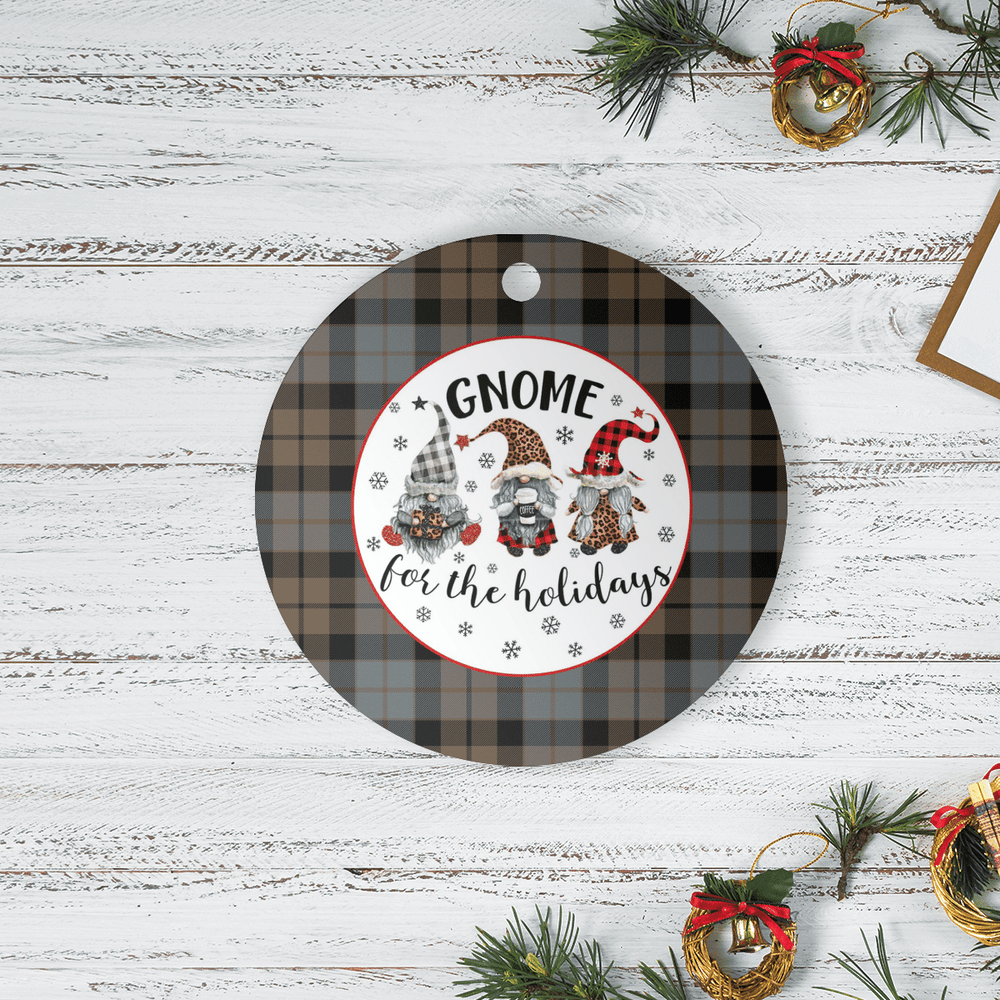 Clan MacKay Weathered Tartan Tartan Crest Gnome Round Ceramic Ornament RA48 MacKay Weathered Tartan Tartan Christmas