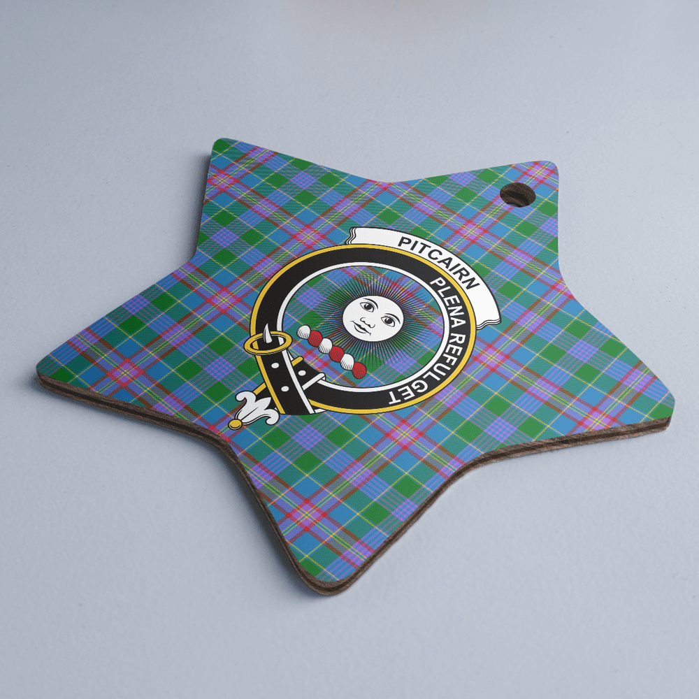 Clan Pitcairn Hunting Tartan Crest Star Ceramic Ornament OB88 Pitcairn Hunting Tartan Tartan Christmas