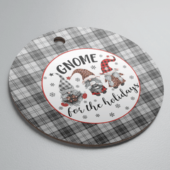 Clan Douglas Grey Modern Tartan Tartan Crest Gnome Round Ceramic Ornament VH71 Douglas Grey Modern Tartan Tartan Christmas