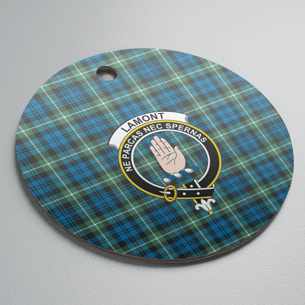 Clan Lamont Ancient Tartan Crest Round Ceramic Ornament WP60 Lamont Ancient Tartan Tartan Christmas