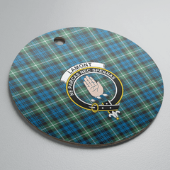 Clan Lamont Ancient Tartan Crest Round Ceramic Ornament WP60 Lamont Ancient Tartan Tartan Christmas