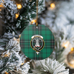Clan MacLean Hunting Ancient Tartan Crest Round Ceramic Ornament ED45 MacLean Hunting Ancient Tartan Tartan Christmas
