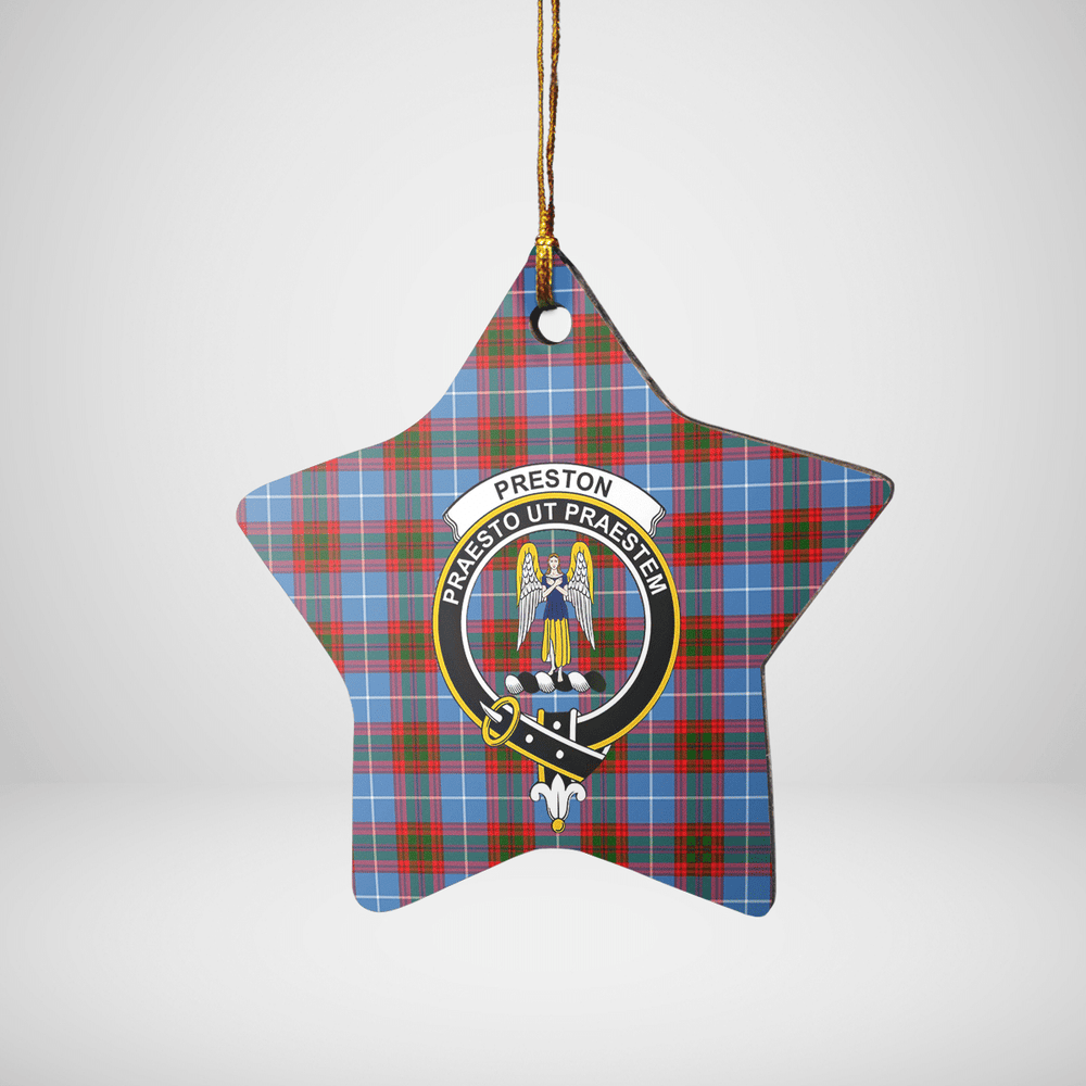 Clan Preston (Edinburgh) Tartan Crest Star Ceramic Ornament OP37 Preston (Edinburgh) Tartan Tartan Christmas