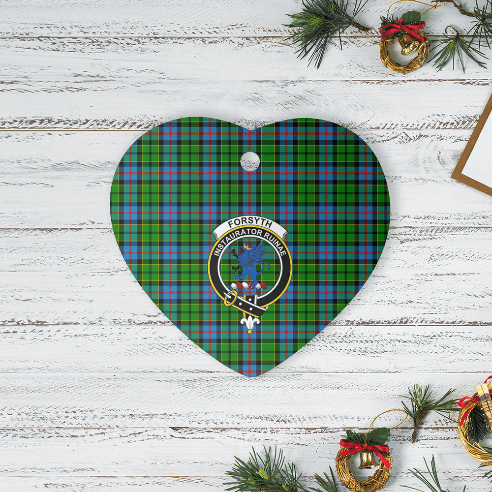 Clan Forsyth Tartan Crest Heart Ceramic Ornament BM30 Forsyth Tartan Tartan Christmas