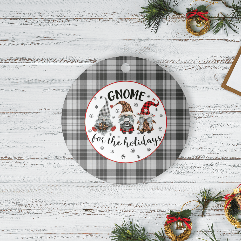 Clan Douglas Grey Modern Tartan Tartan Crest Gnome Round Ceramic Ornament VH71 Douglas Grey Modern Tartan Tartan Christmas