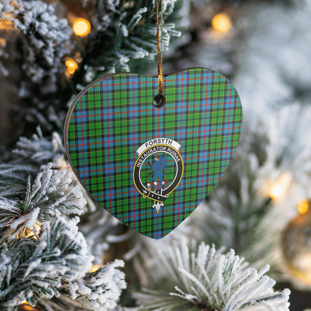 Clan Forsyth Tartan Crest Heart Ceramic Ornament BM30 Forsyth Tartan Tartan Christmas