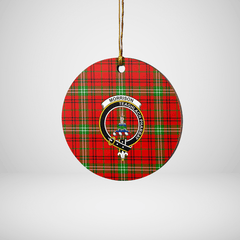 Clan Morrison Red Modern Tartan Crest Round Ceramic Ornament UZ13 Morrison Red Modern Tartan Tartan Christmas