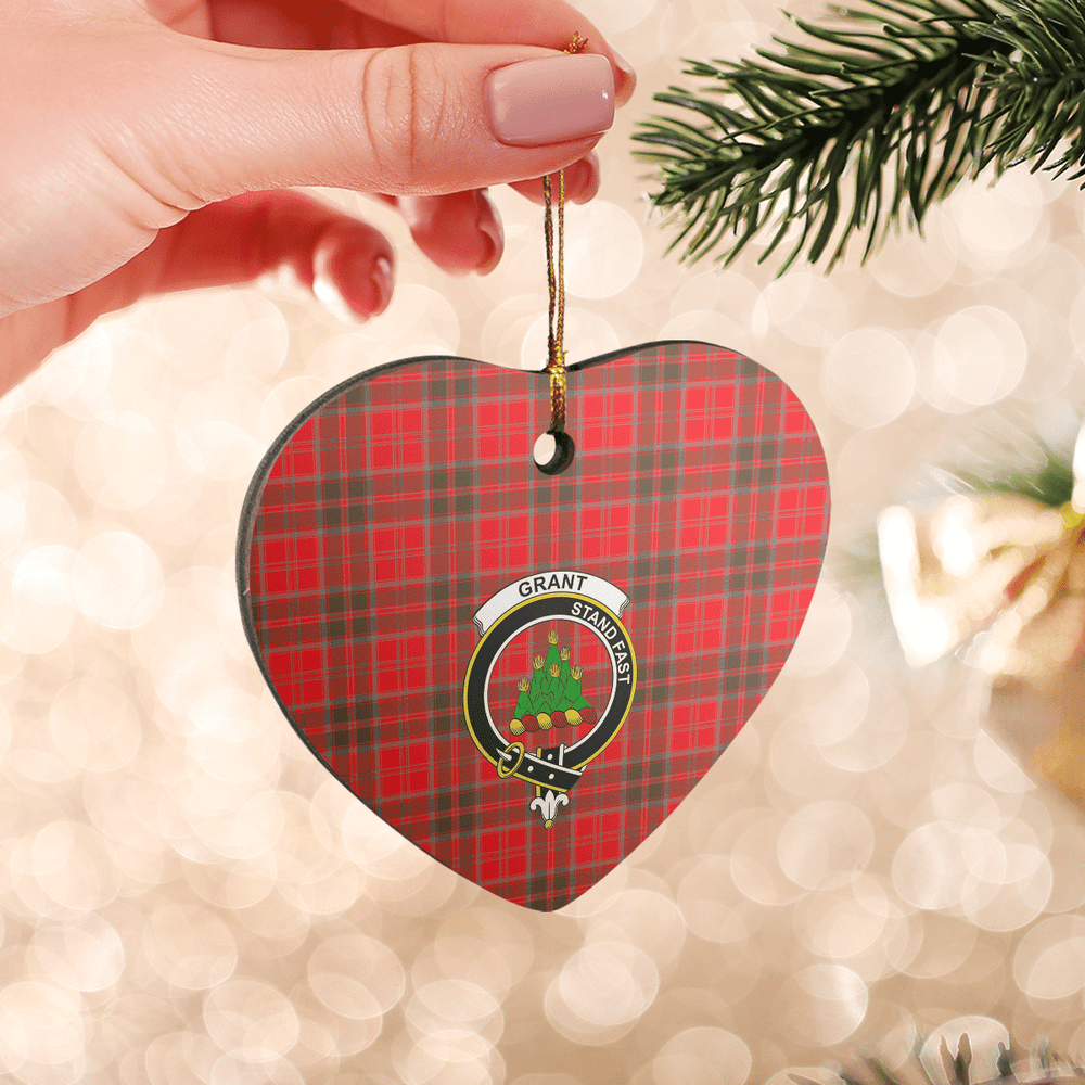 Clan Grant Weathered Tartan Crest Heart Ceramic Ornament FU89 Grant Weathered Tartan Tartan Christmas