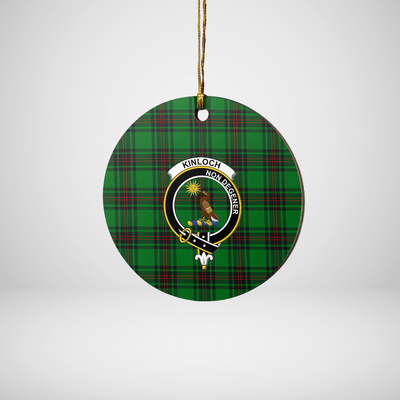 Clan Kinloch Tartan Crest Round Ceramic Ornament