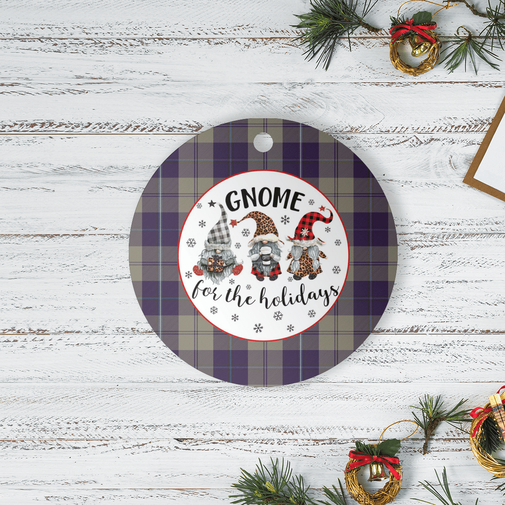 Clan Cunningham Dress Blue Dancers Tartan Tartan Crest Gnome Round Ceramic Ornament AR34 Cunningham Dress Blue Dancers Tartan Tartan Christmas